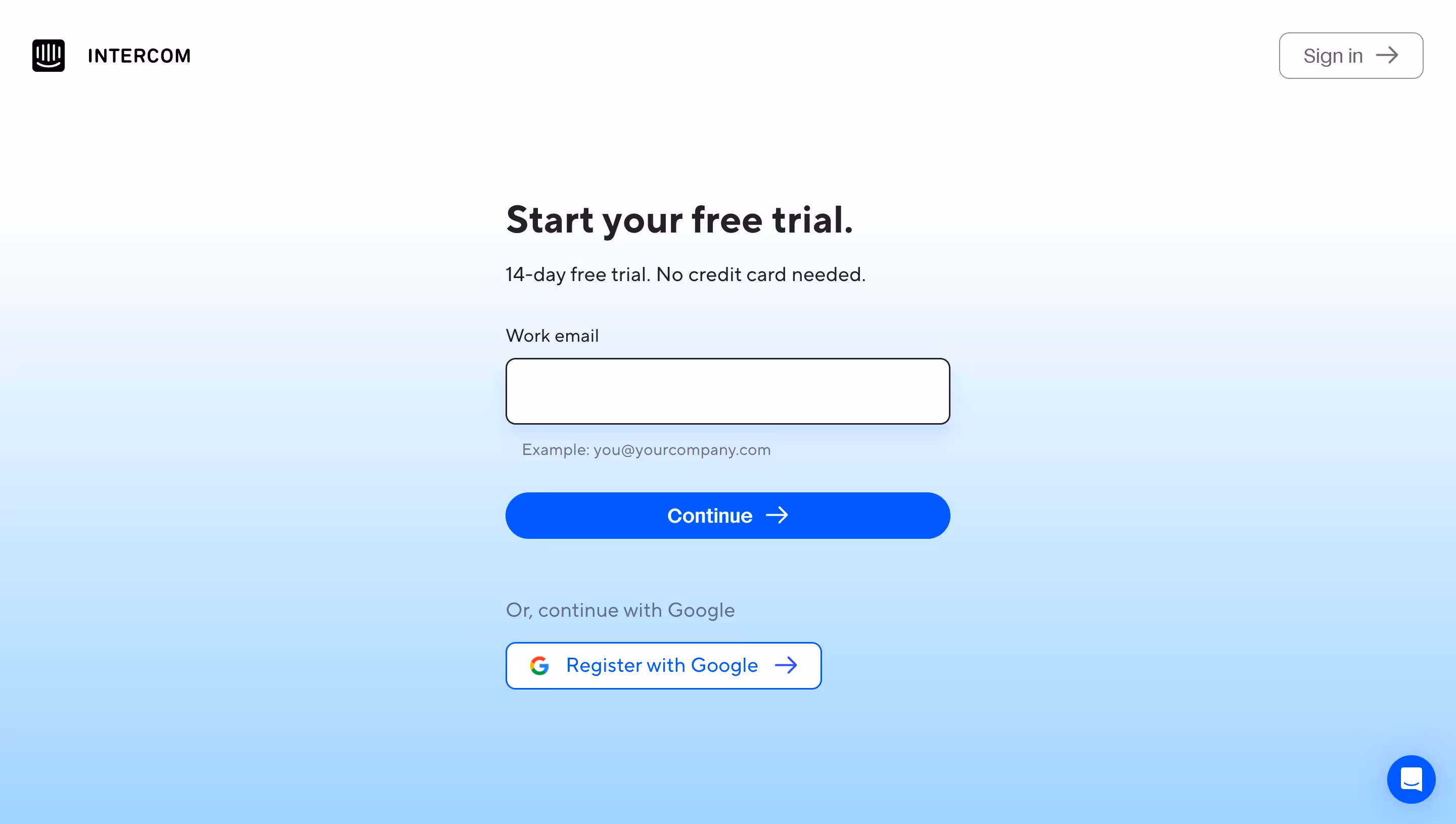 Intercom Signup