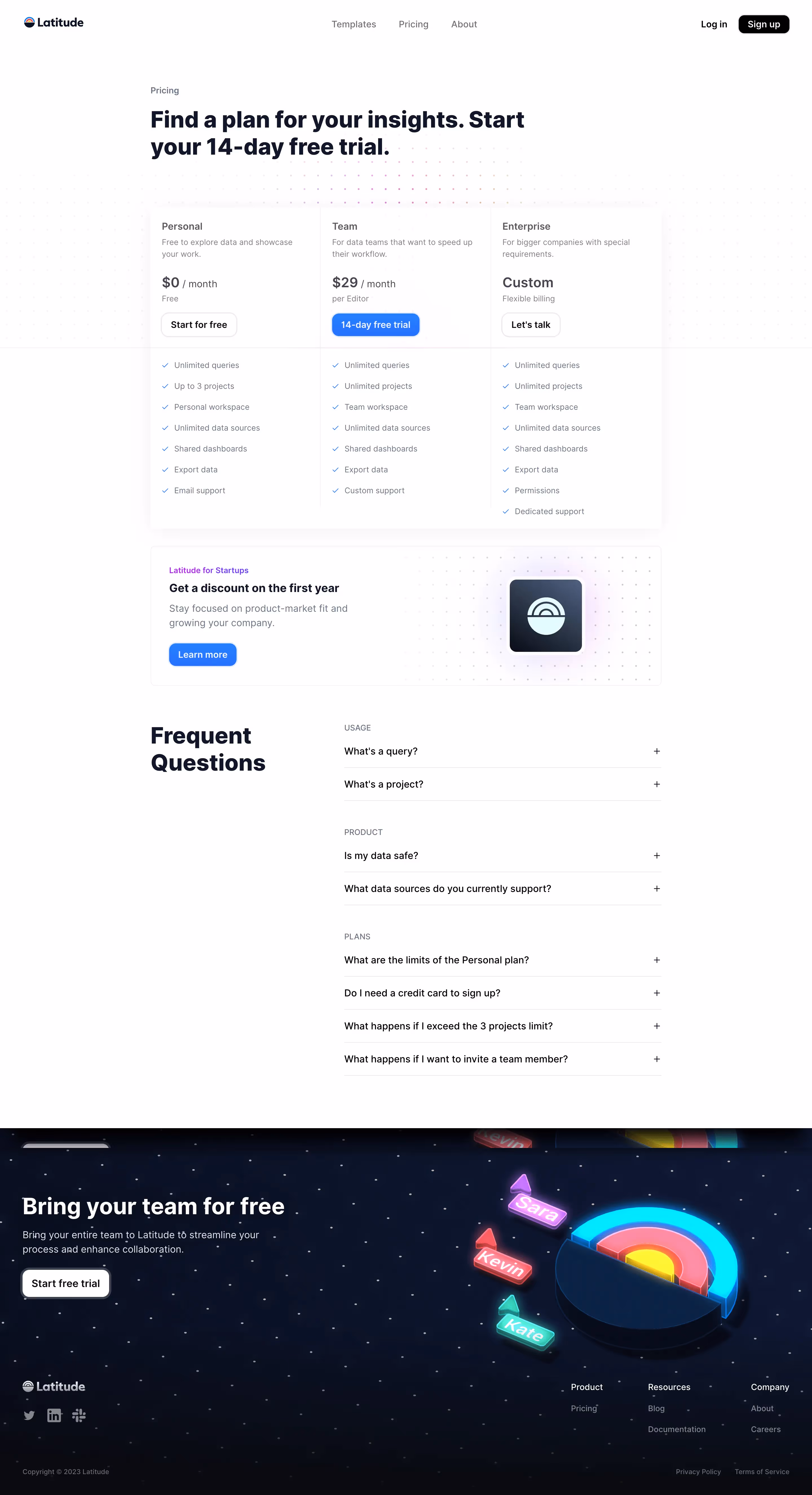 Latitude Pricing Page