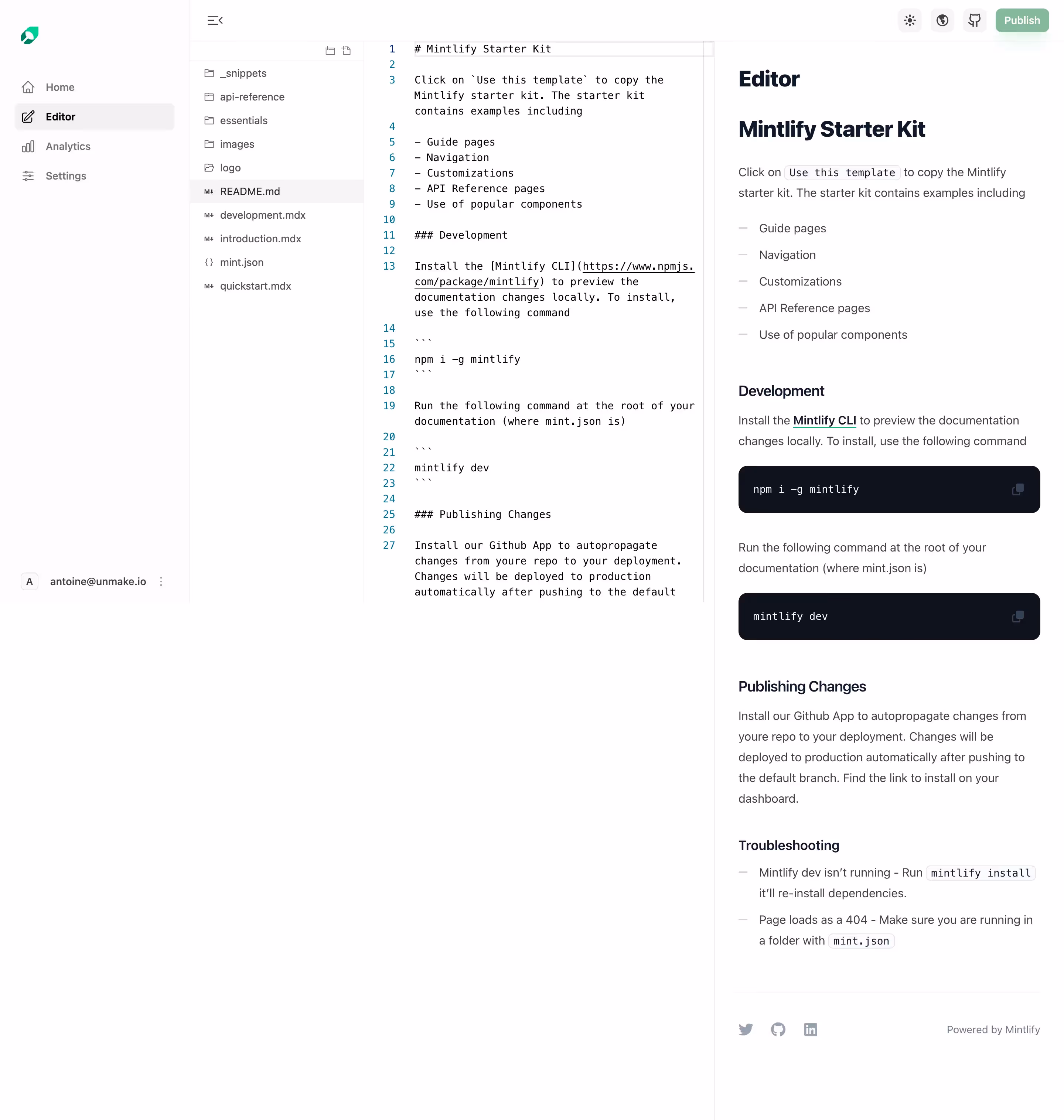 Mintlify Text Editor