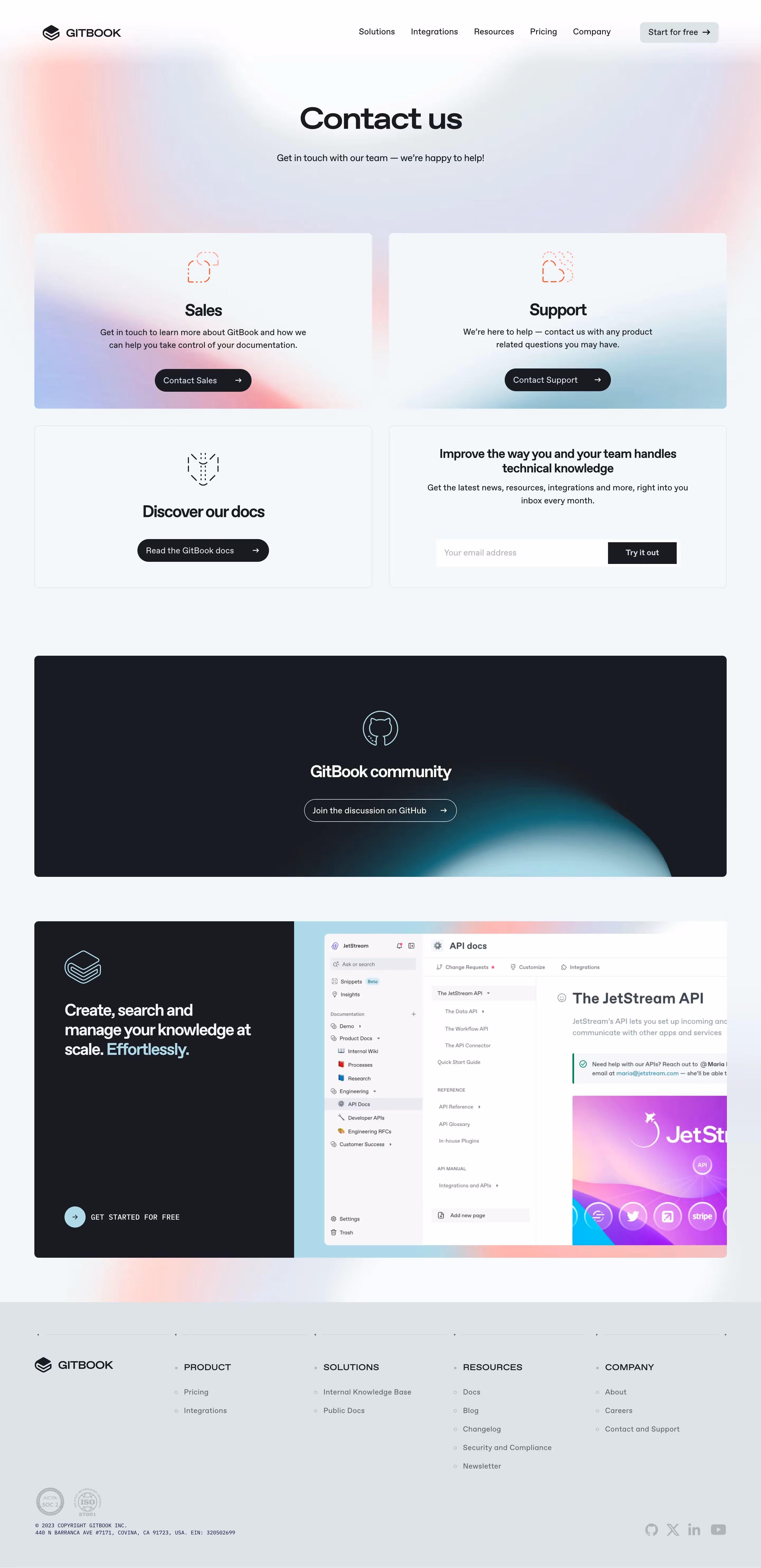 GitBook Contact Page