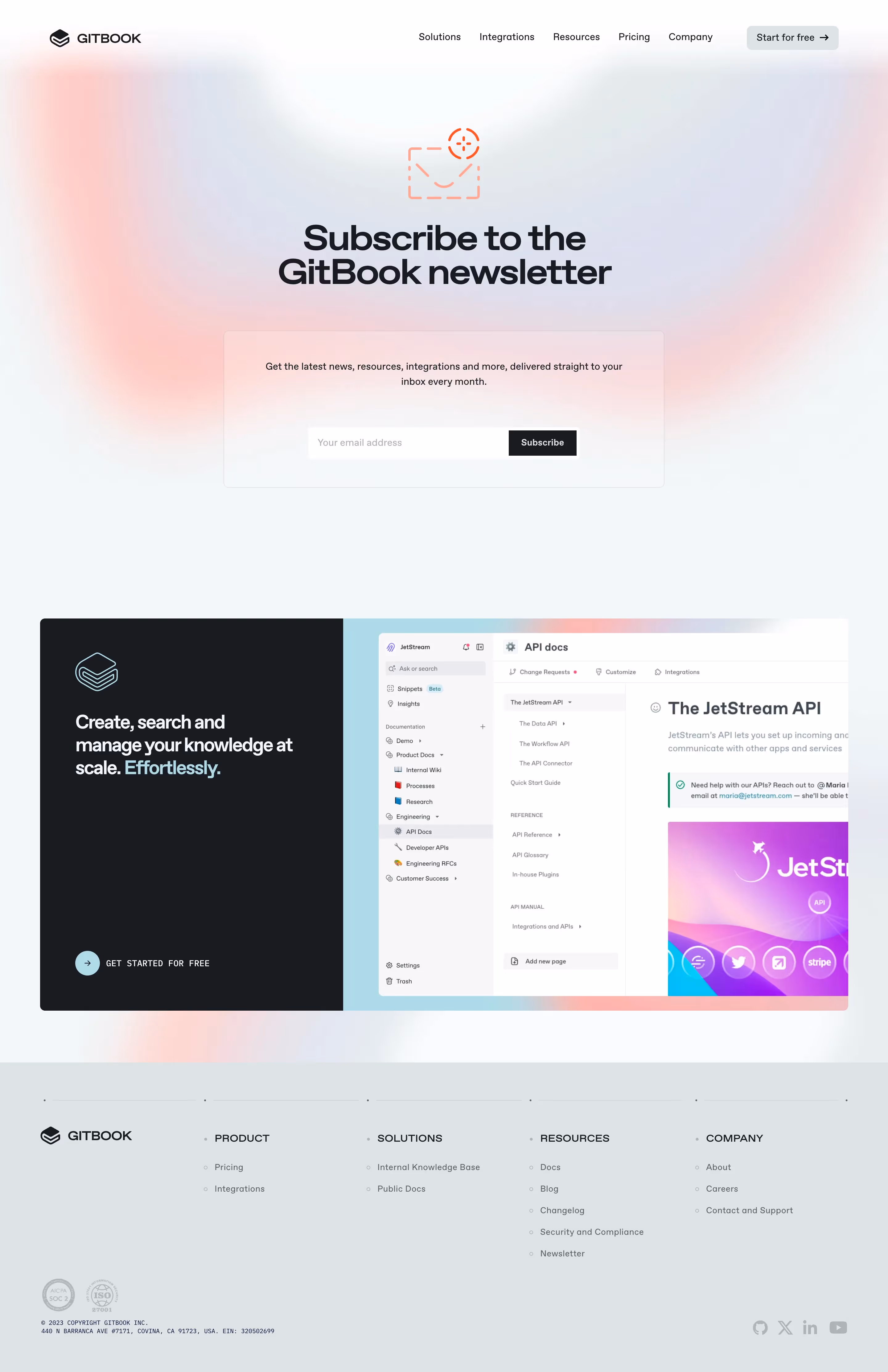 GitBook Newsletter Page