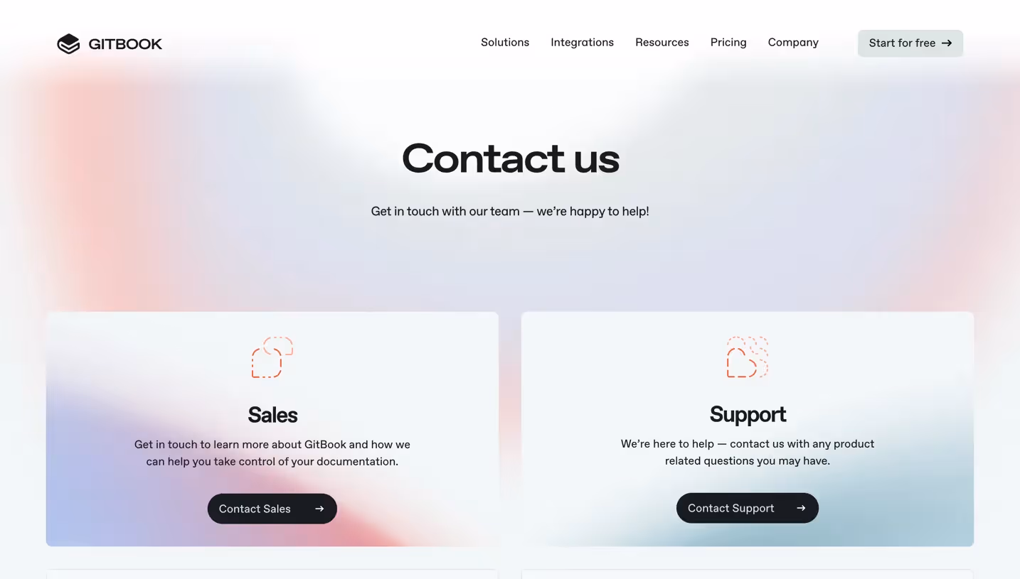 GitBook Contact Page