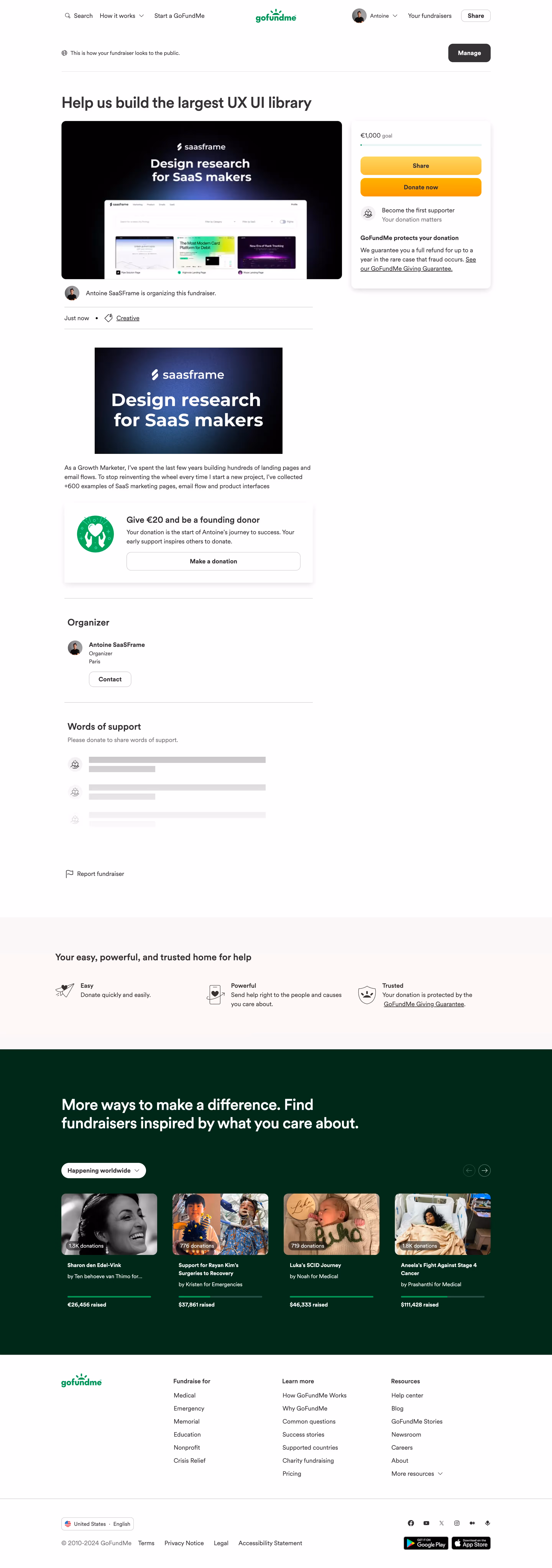 GoFundMe Foundraiser Public Page