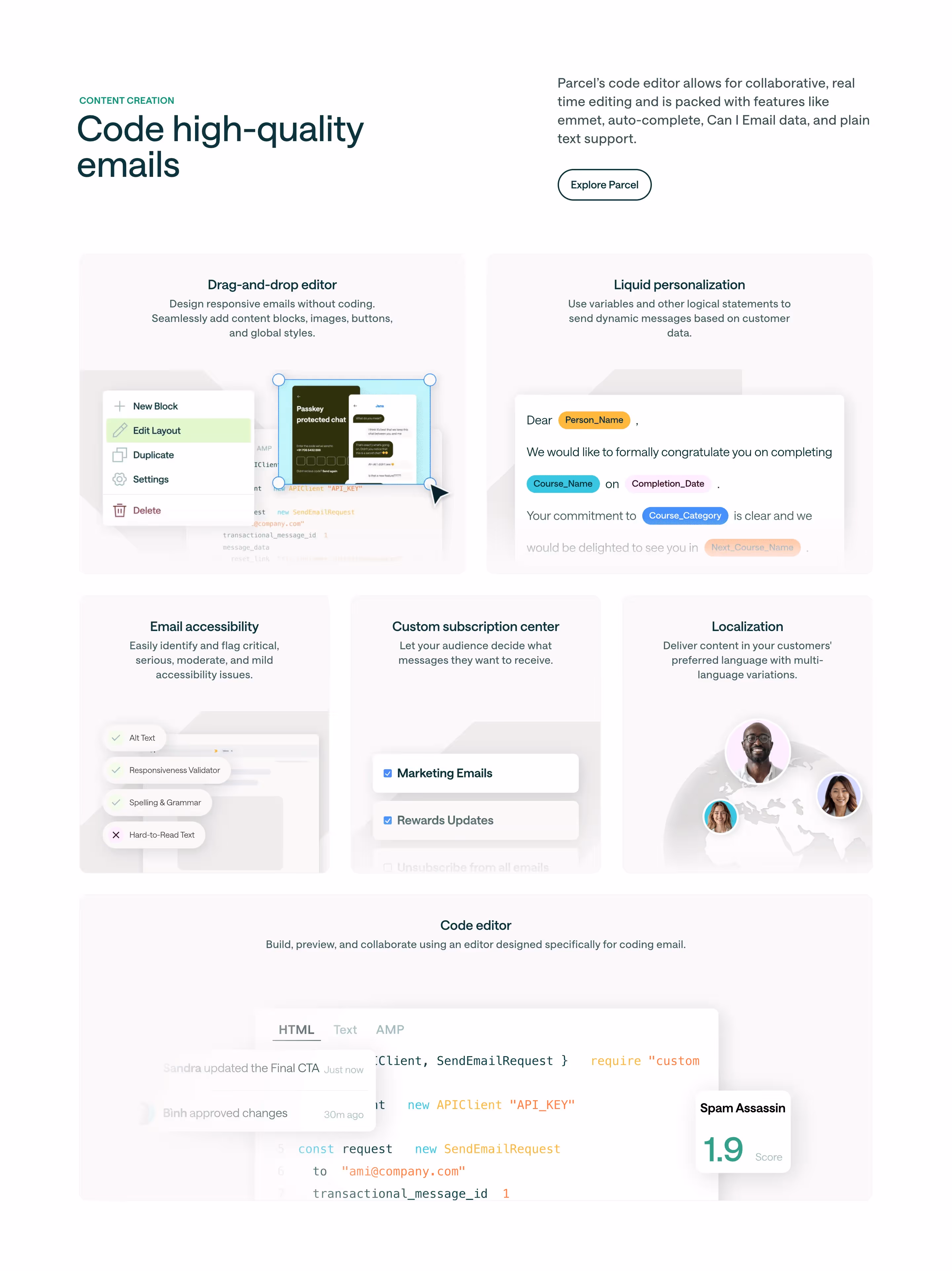 Customer.io Bento Grid Section