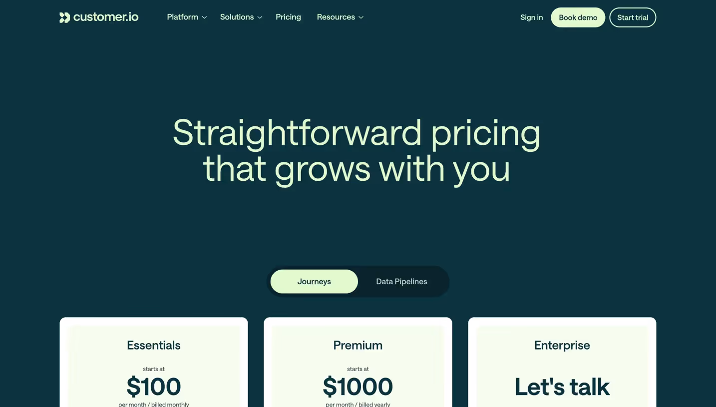 Customer.io Pricing Page