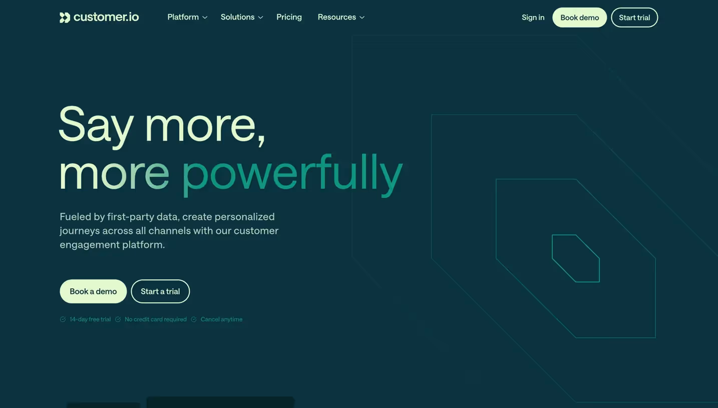 Customer.io Landing Page