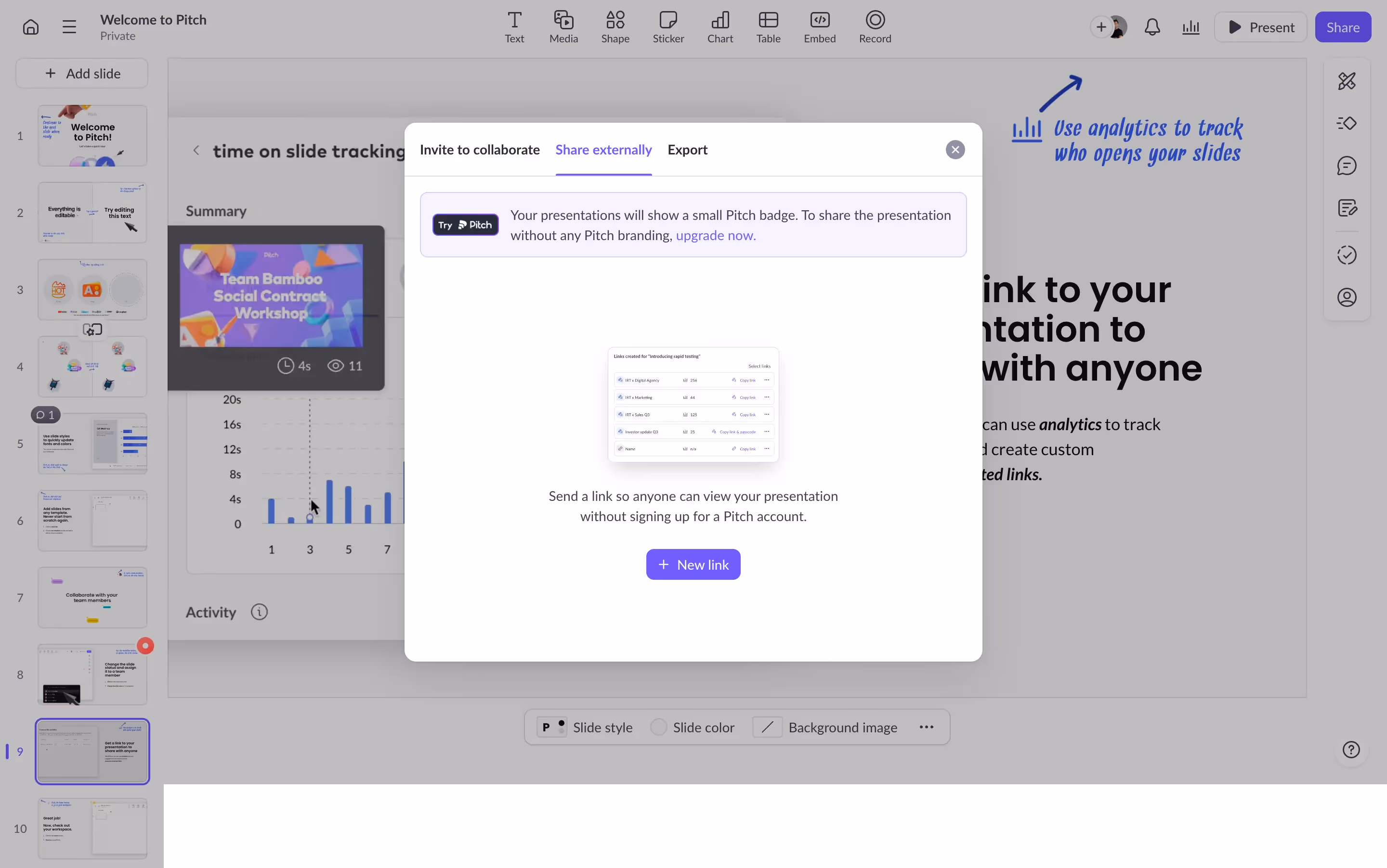 Pitch Share Externaly