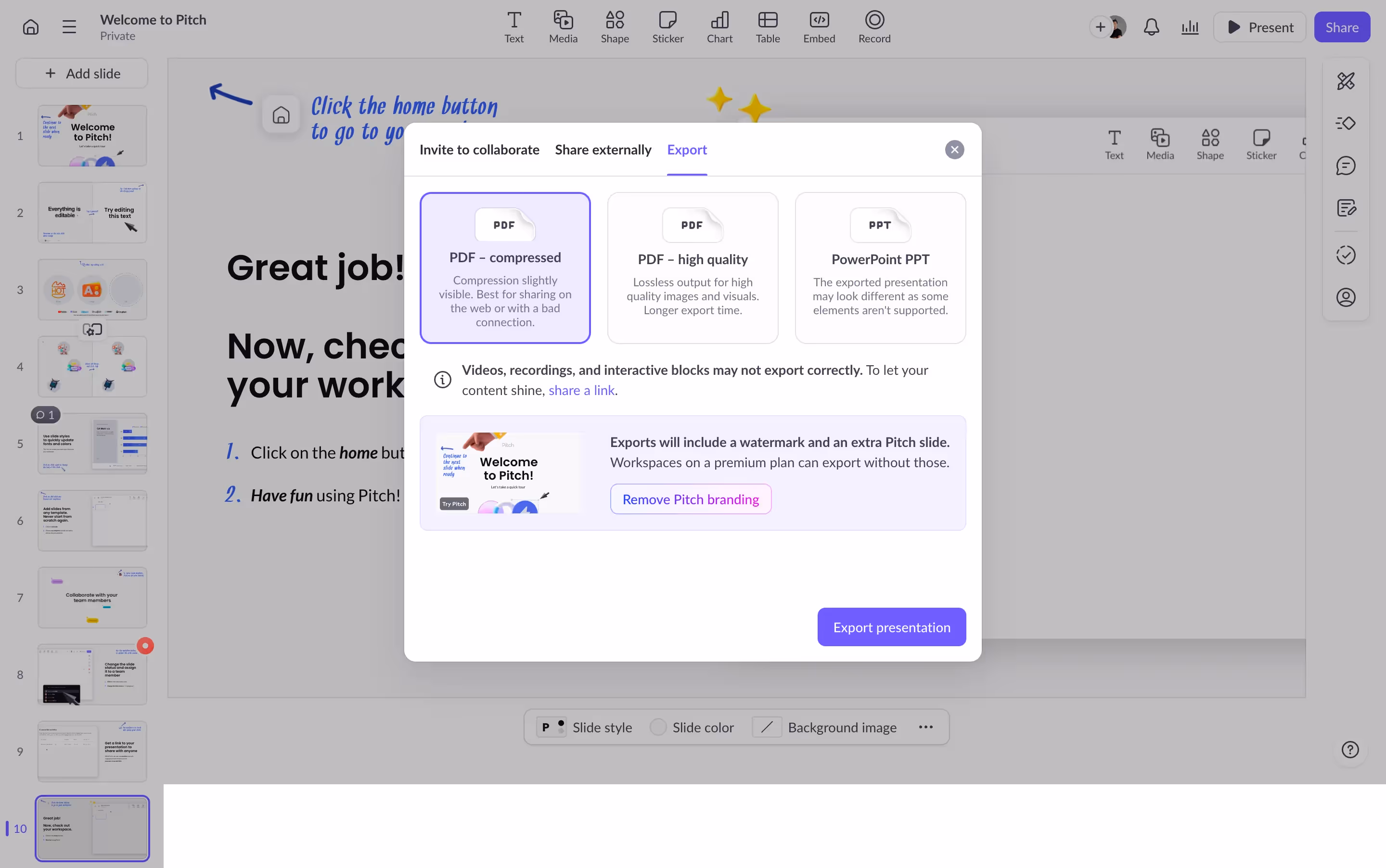 Pitch Export Presentation