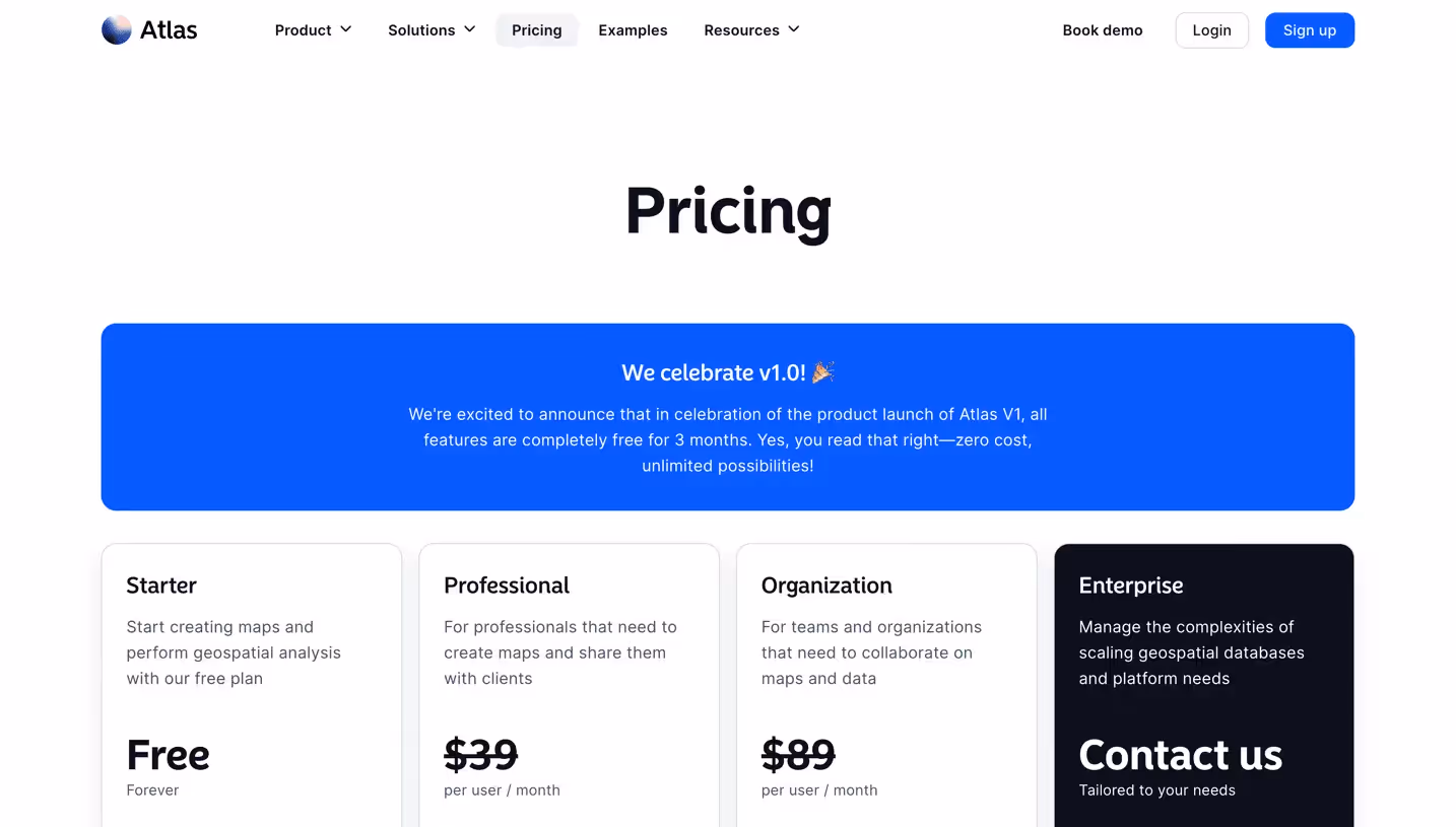 Atlas Pricing Page