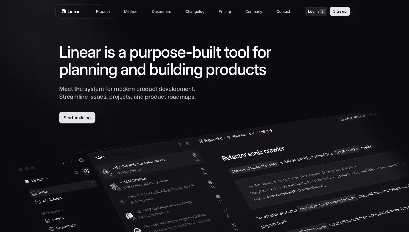 Linear Landing Page