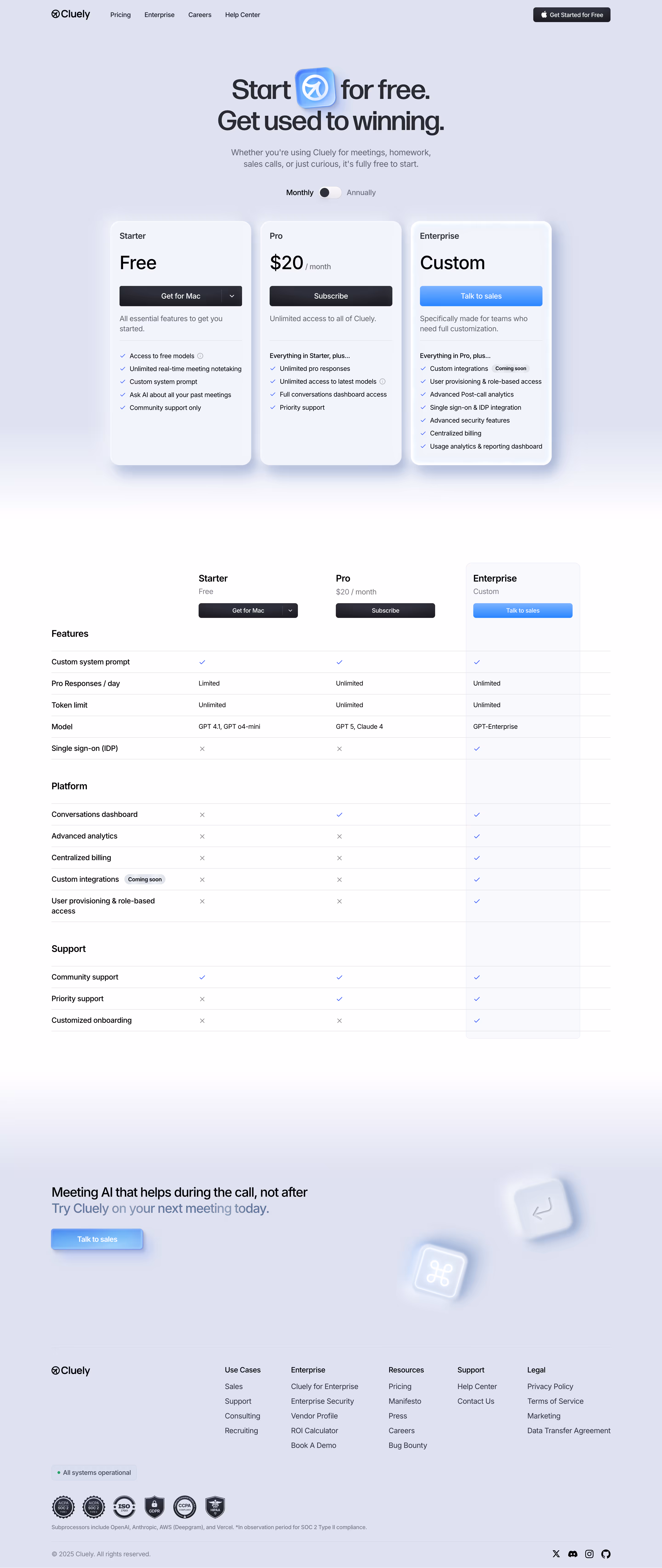 Cluely Pricing Page