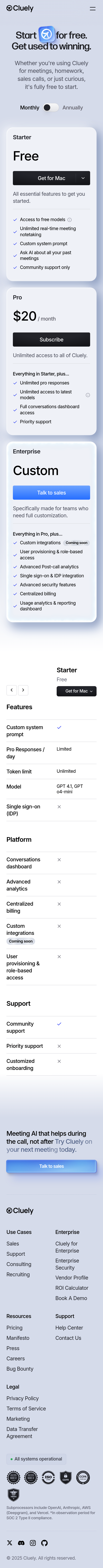 Cluely Pricing Page