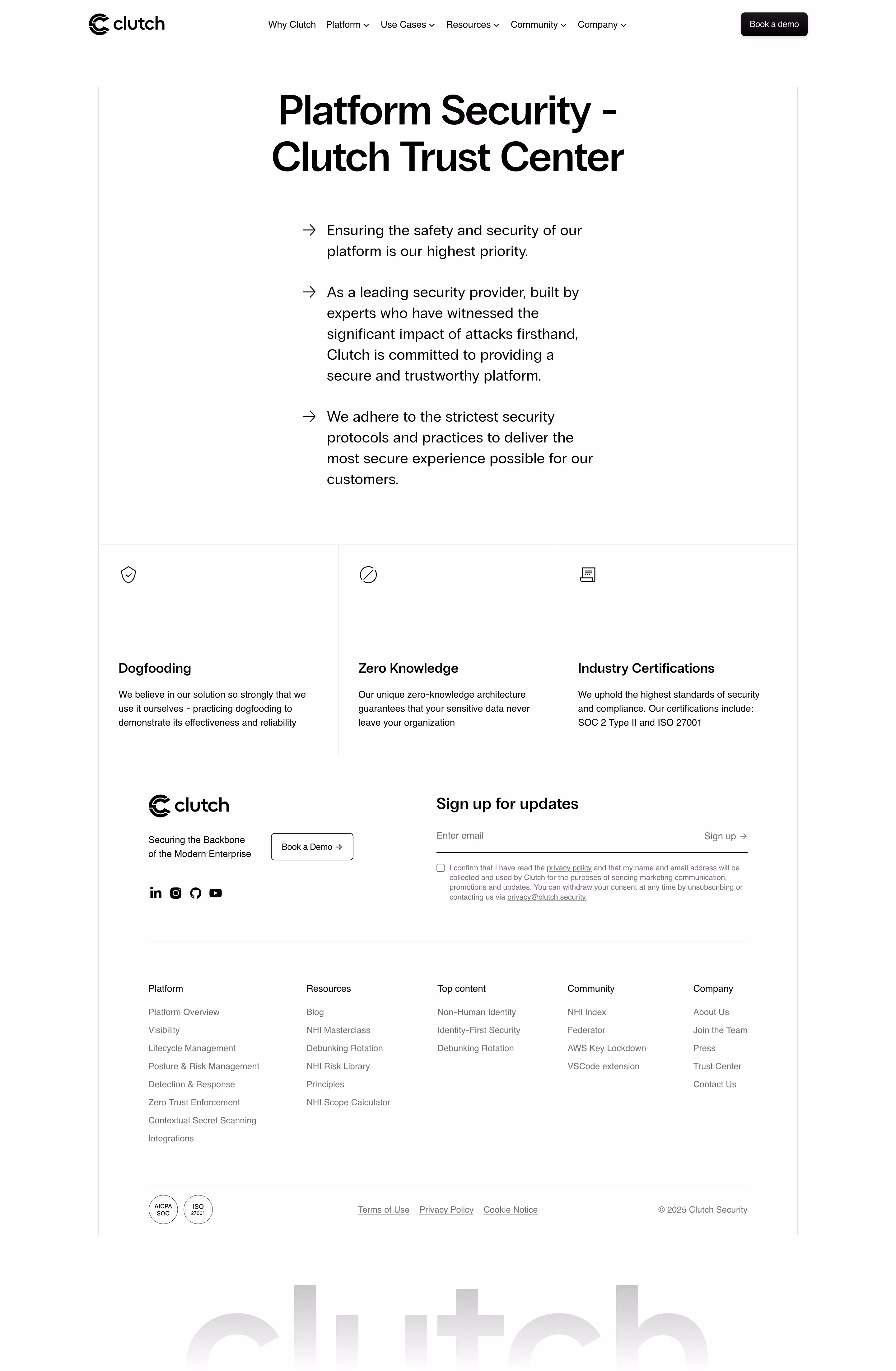 Clutch Security Page