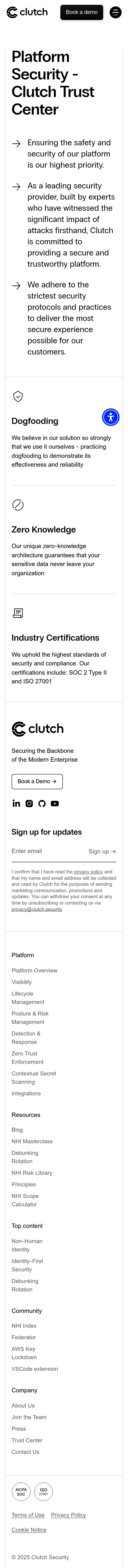 Clutch Security Page