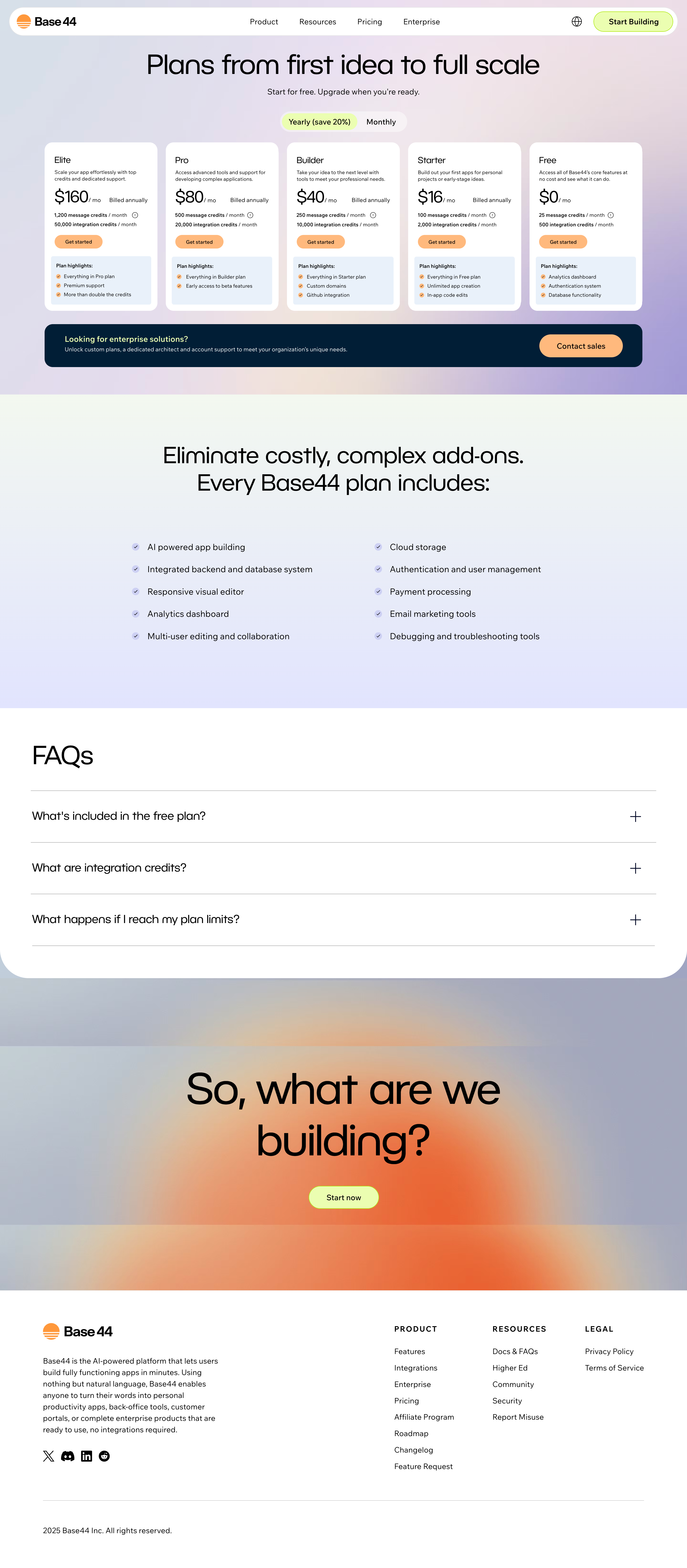 Base44 Pricing Page