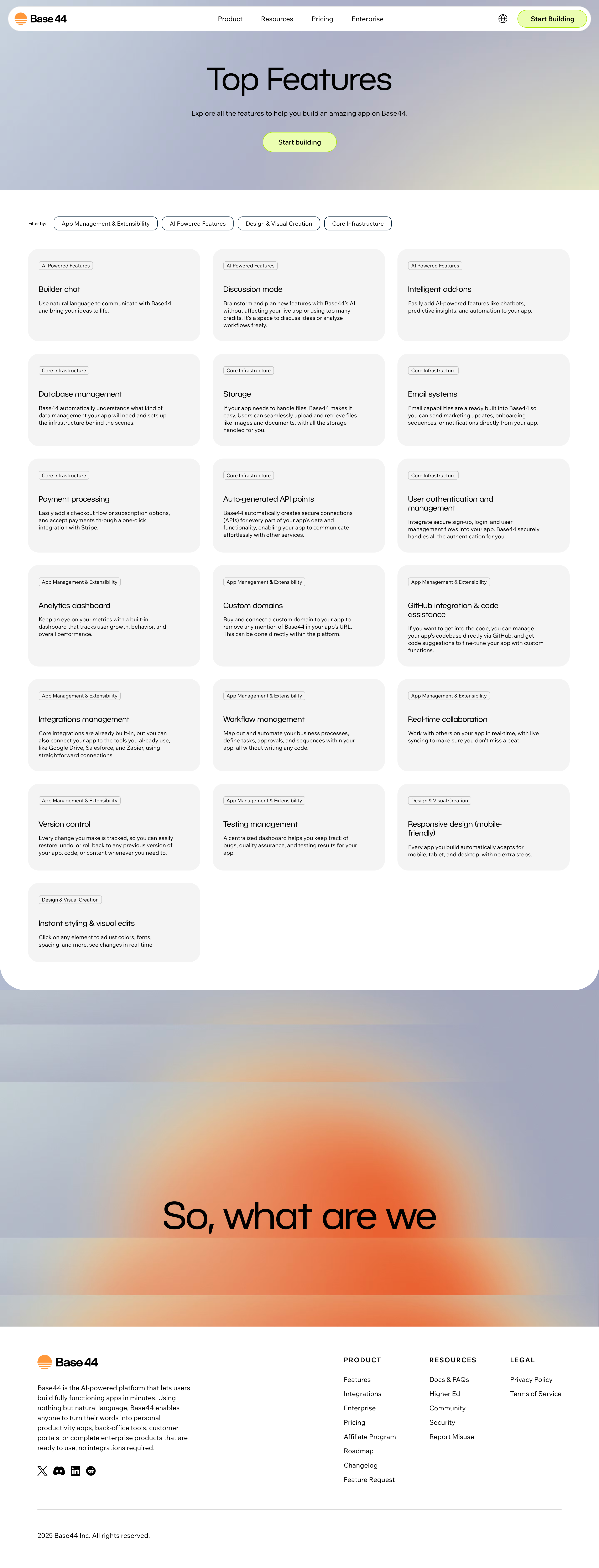 Base44 Features Page