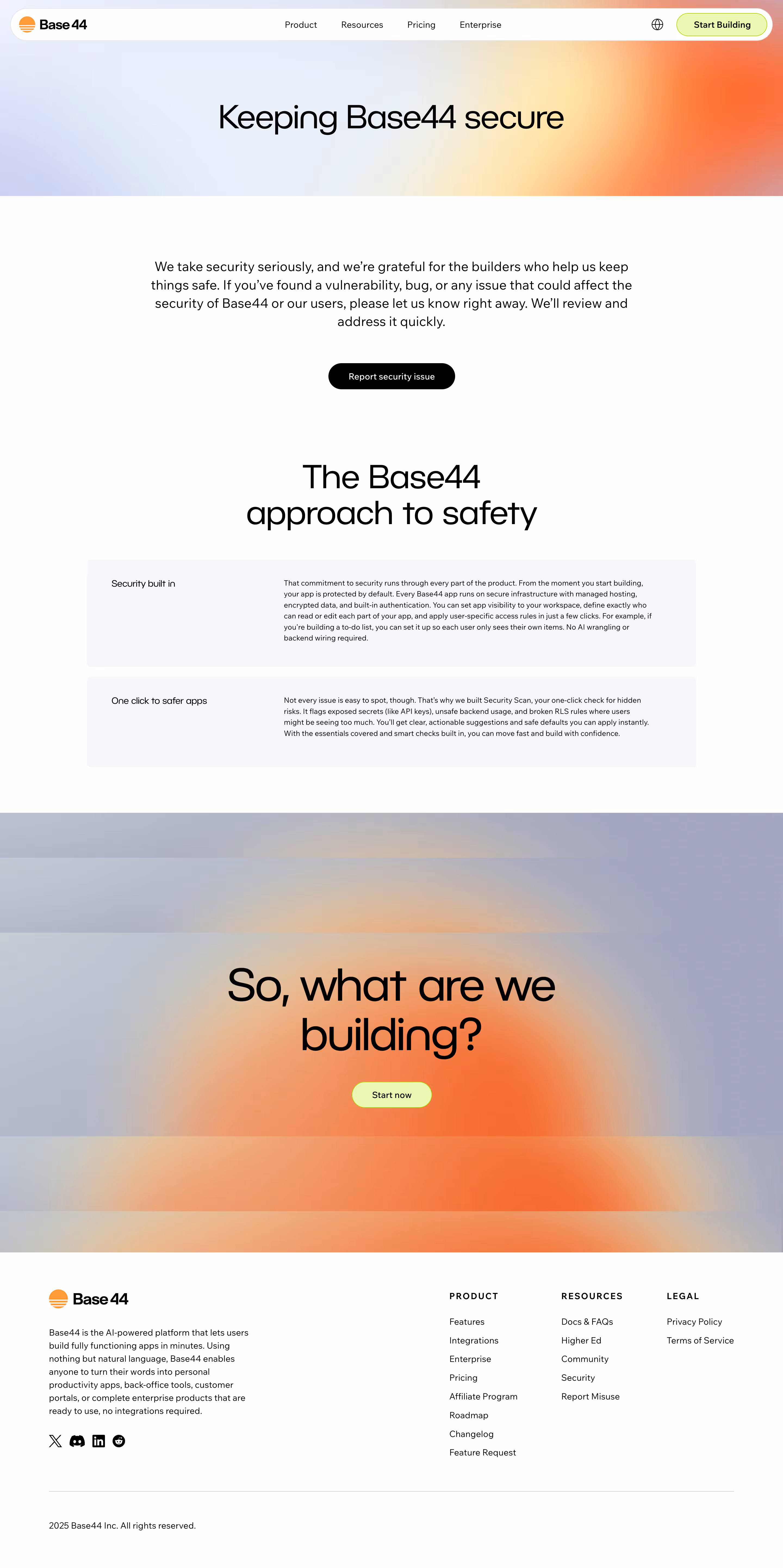 Base44 Security Page
