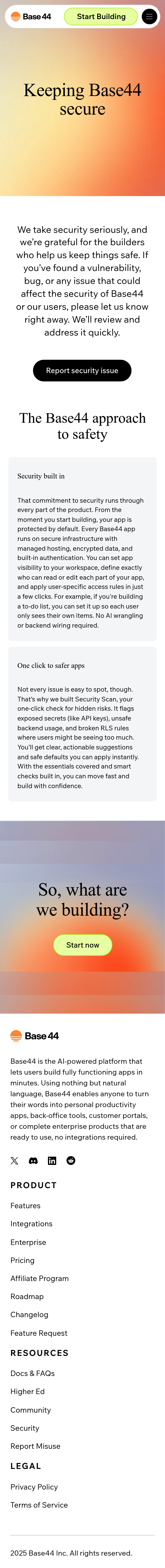 Base44 Security Page