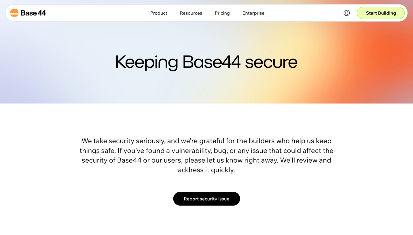 Base44 Security Page