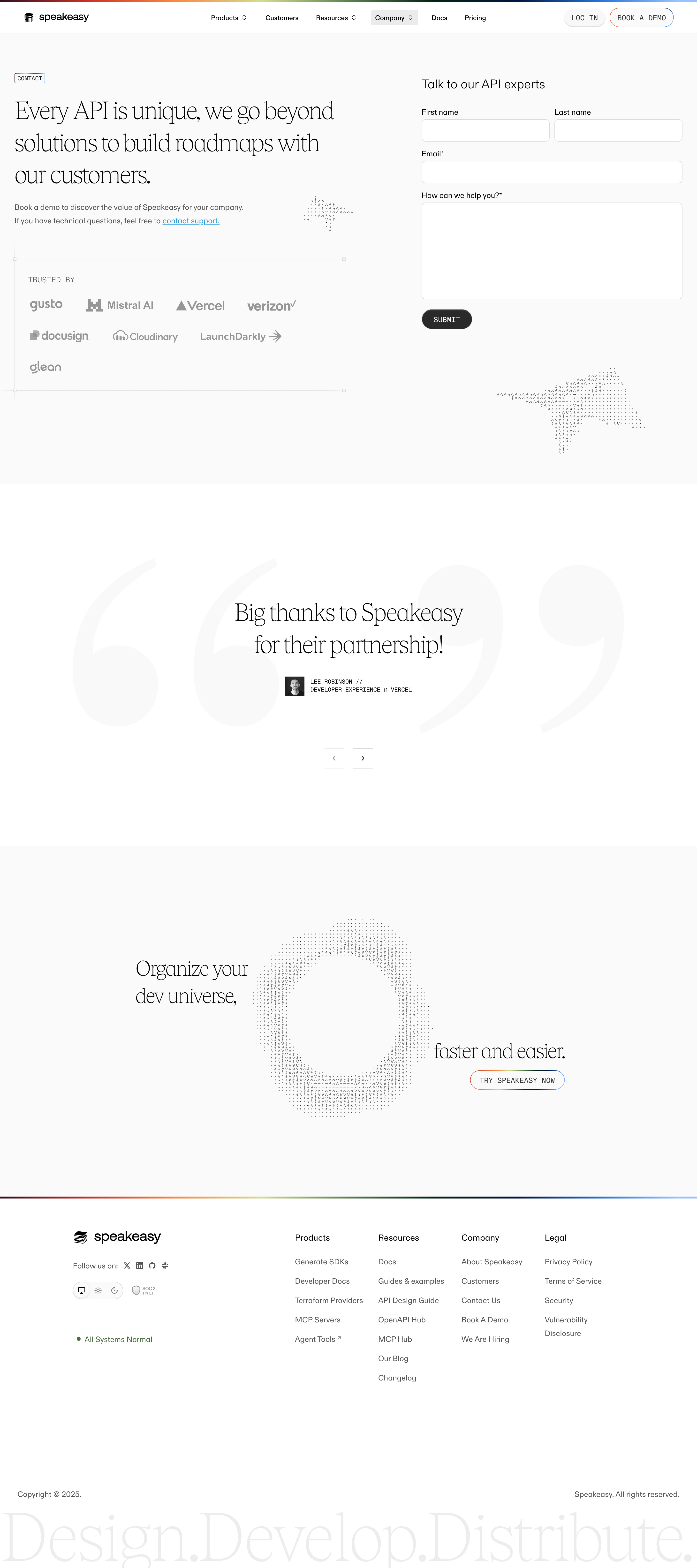 Speakeasy Contact Page
