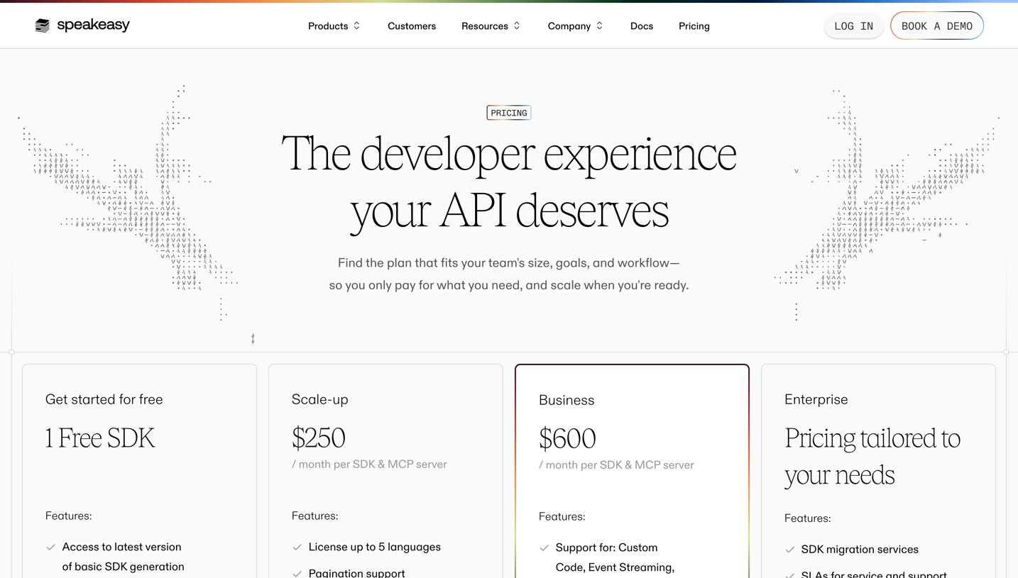 Speakeasy Pricing Page