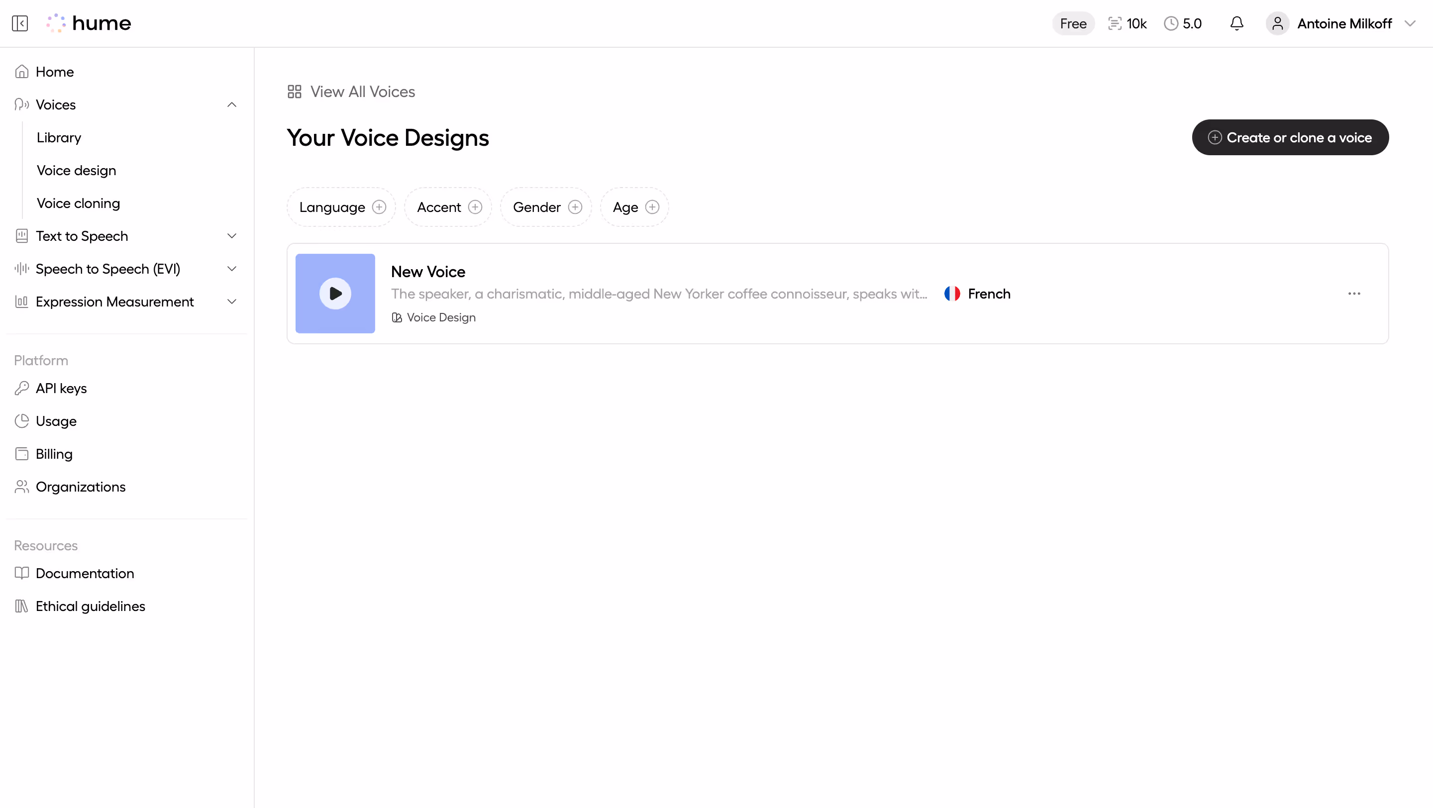 Hume AI Your Voice Design Library