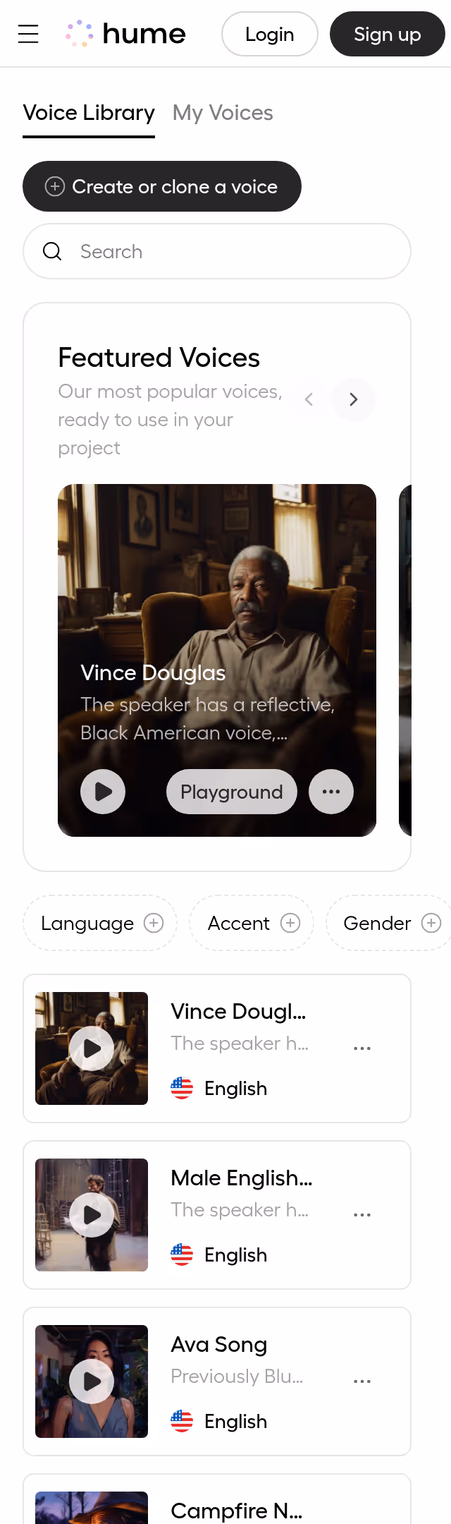 Hume AI Voices Library