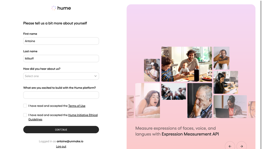 Hume AI Account Setup