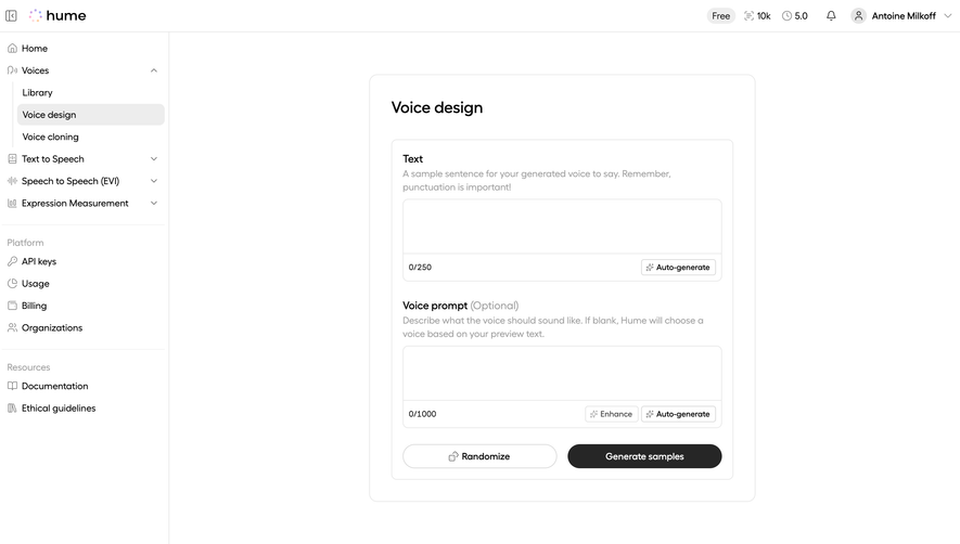 Hume AI Voice Design