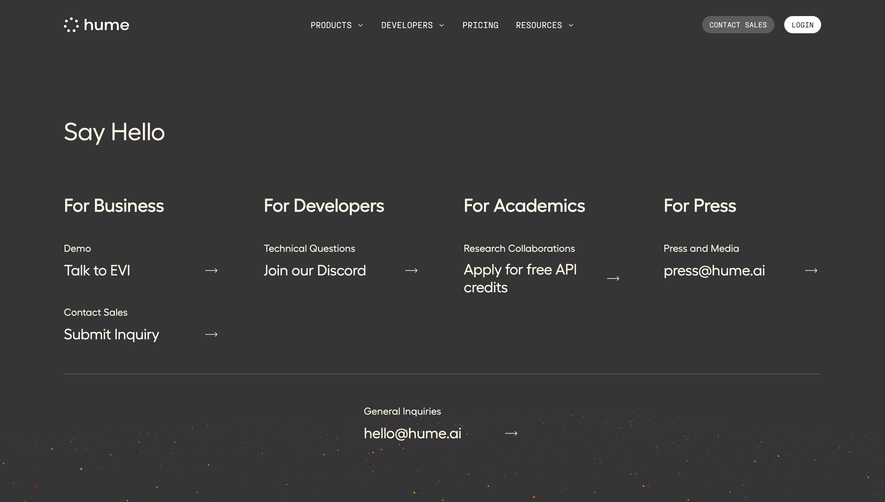 Hume AI Contact Page