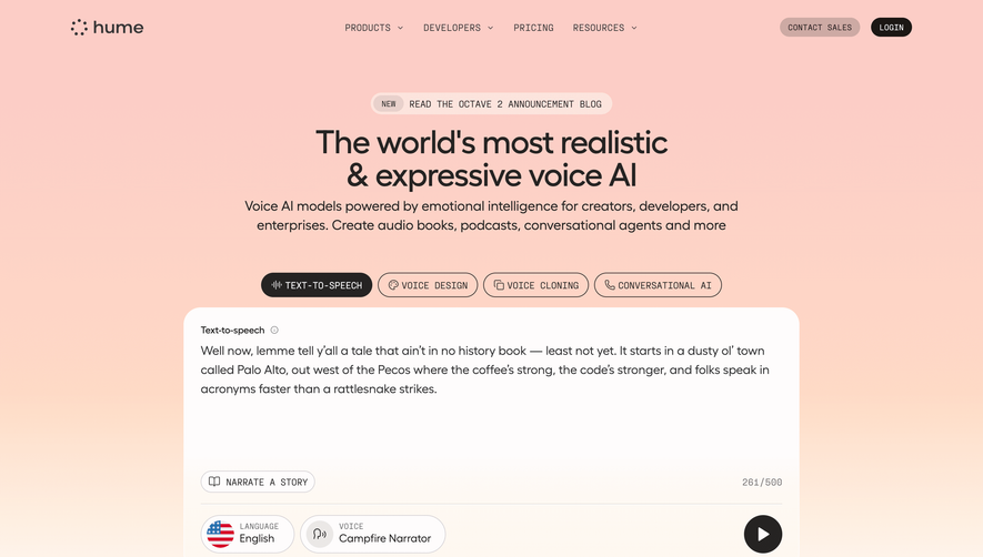 Hume AI Landing Page