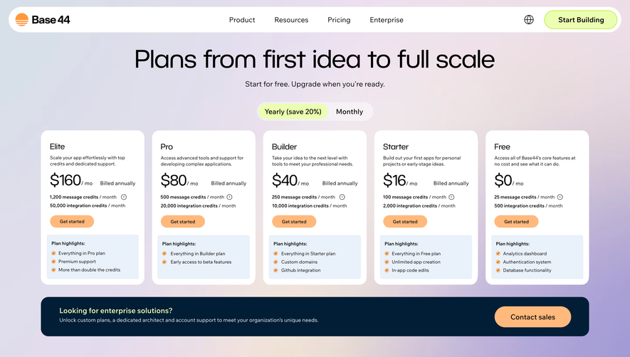 Base44 Pricing Page