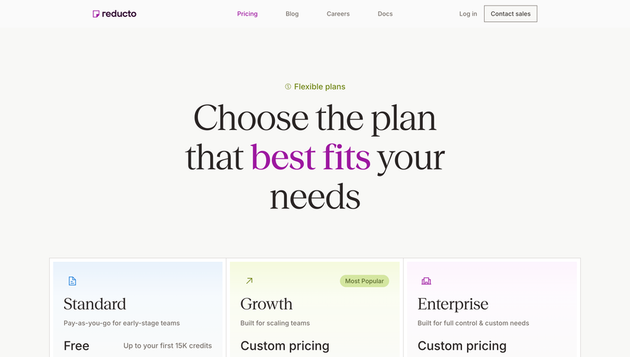 Reducto Pricing Page