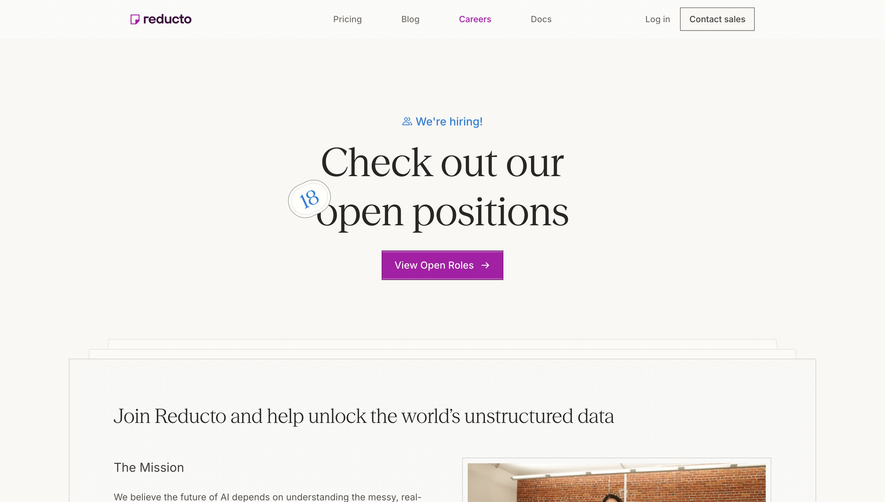 Reducto Careers Page