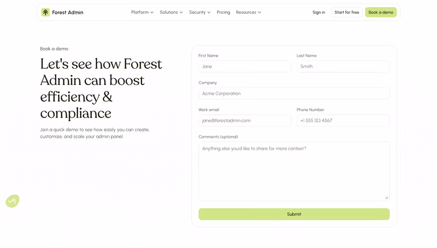 Forest Admin Demo Request