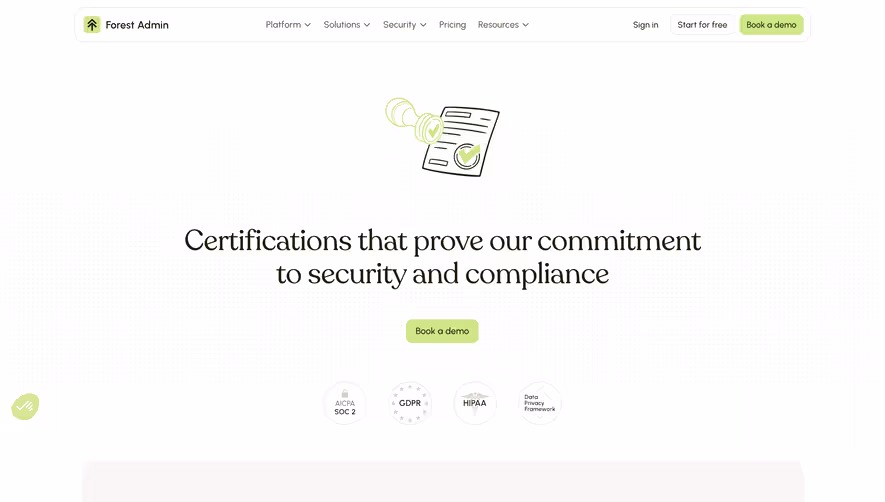 Forest Admin Privacy Compliance Page
