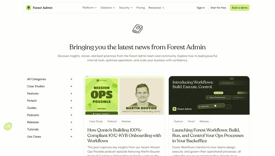 Forest Admin Blog Feed