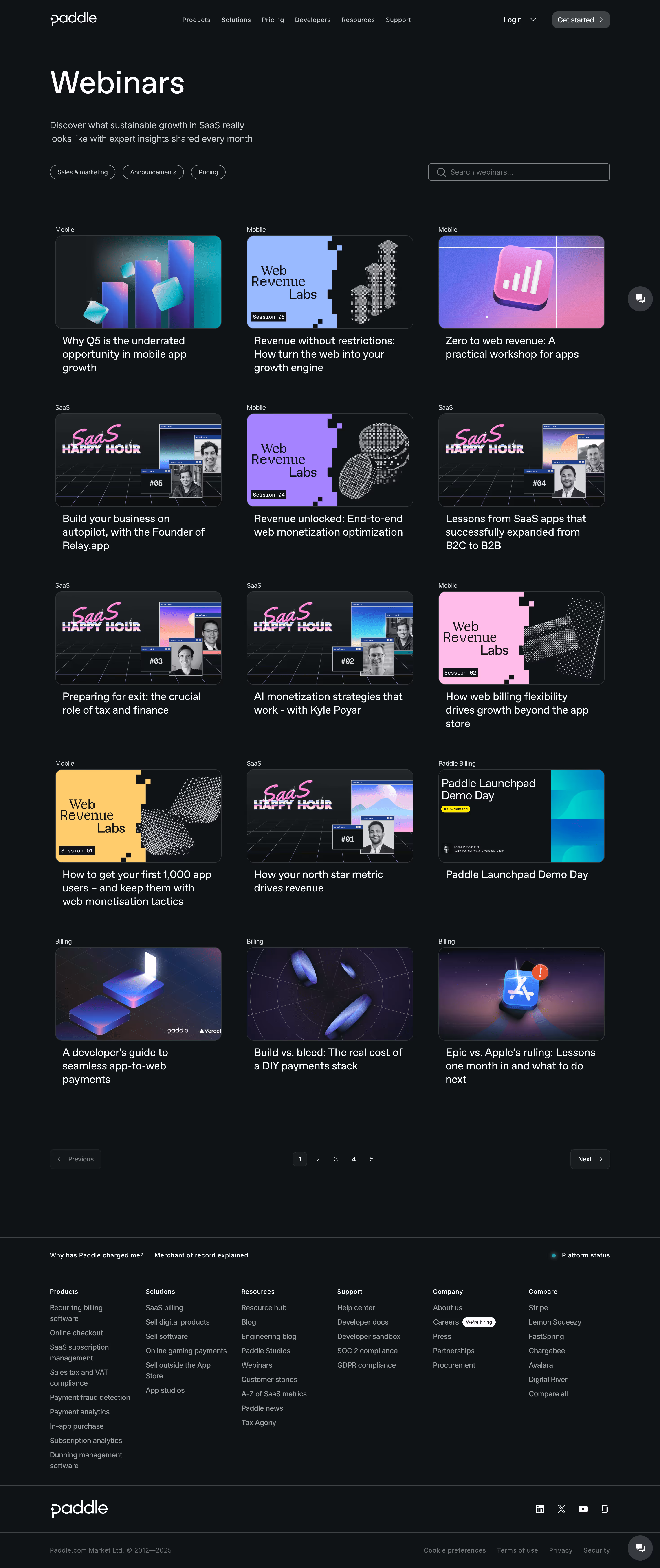 Paddle Webinars Page