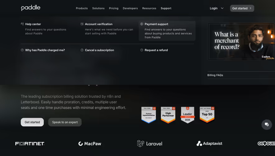 Paddle Features Page