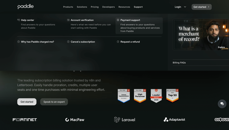 Paddle Features Page