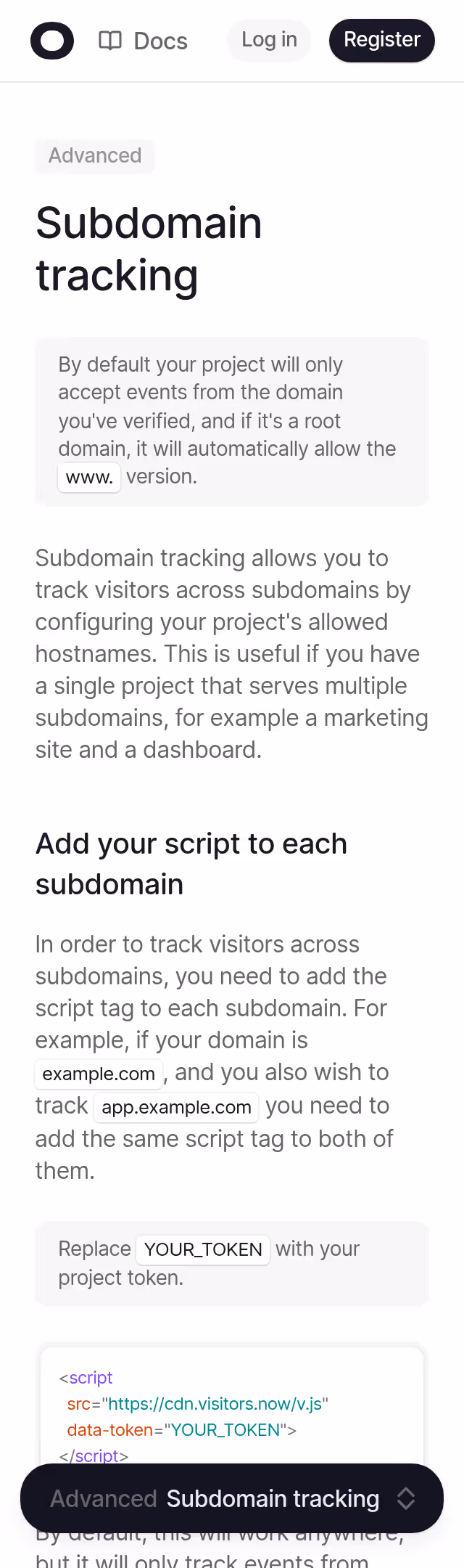 Visitors Documentation