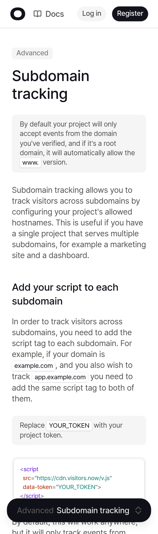 Visitors Documentation