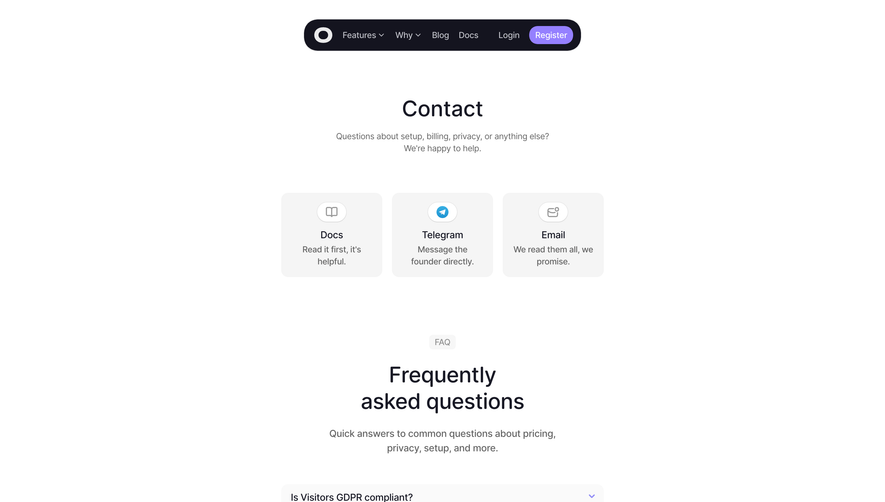 Visitors Contact Page
