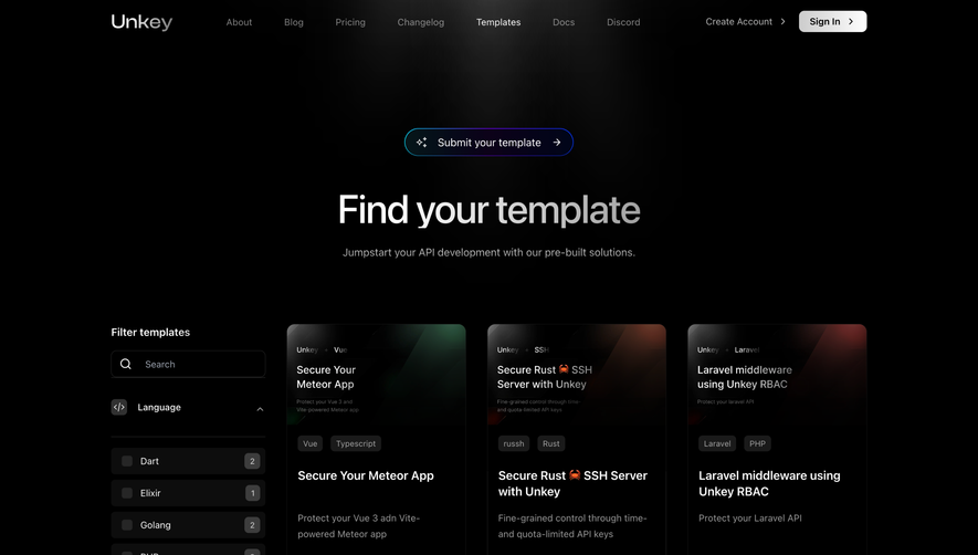 Unkey Templates Library