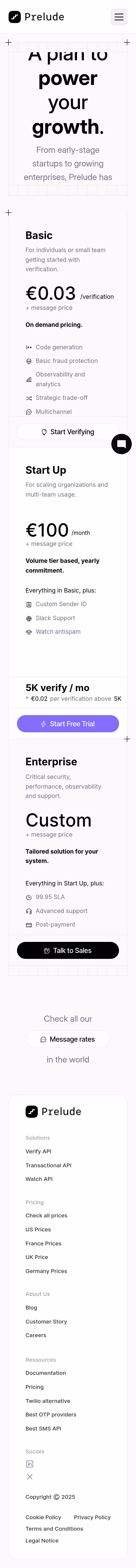 Prelude Pricing Page