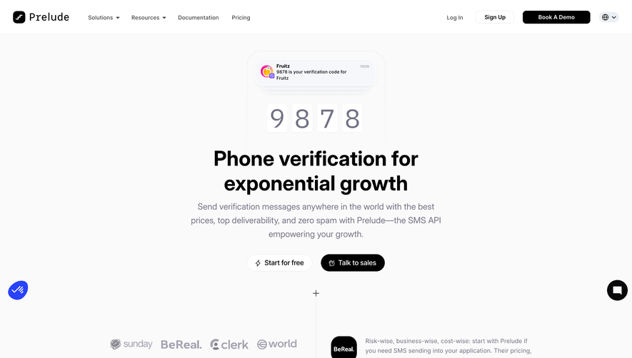 Prelude Landing Page