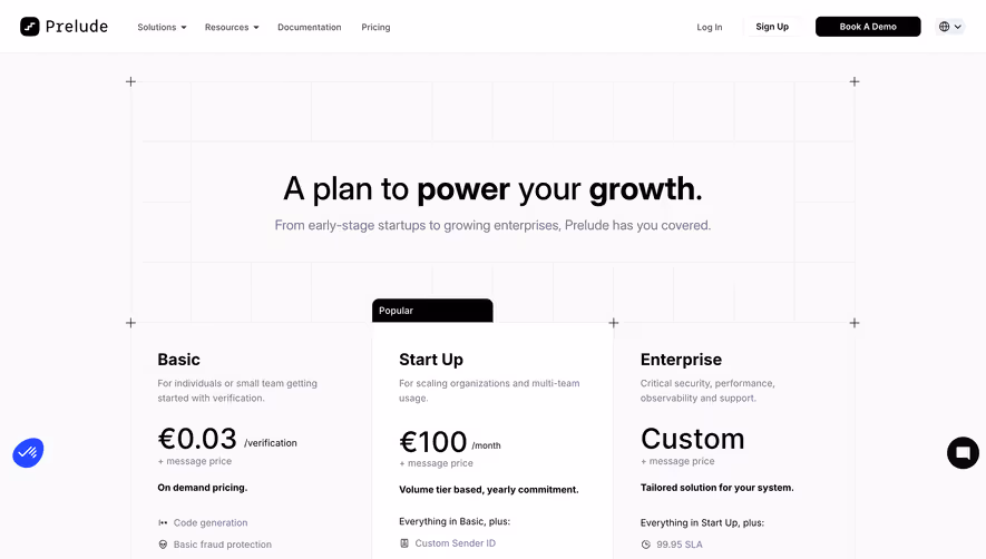 Prelude Pricing Page