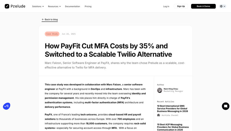 Prelude Customers Page