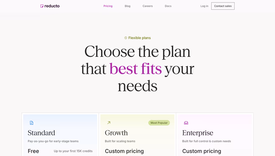 Reducto Pricing Page