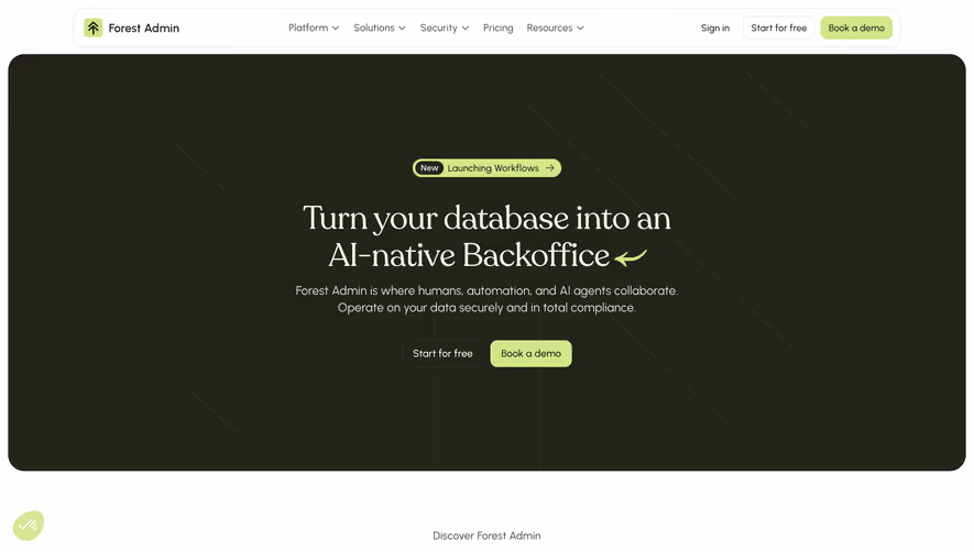 Forest Admin Landing Page